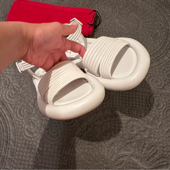 Manolasummer Christian Louboutin White Nappa Leather Flats sandals size 40 - Picture 7 of 11